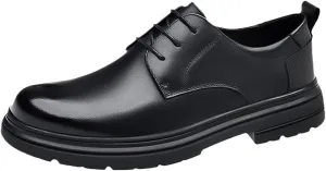Men's Genuine Leather Dress Shoes, Comfortable & Stylish Casual Business Oxfords, Soft Sole, Breathable Pigskin Lining