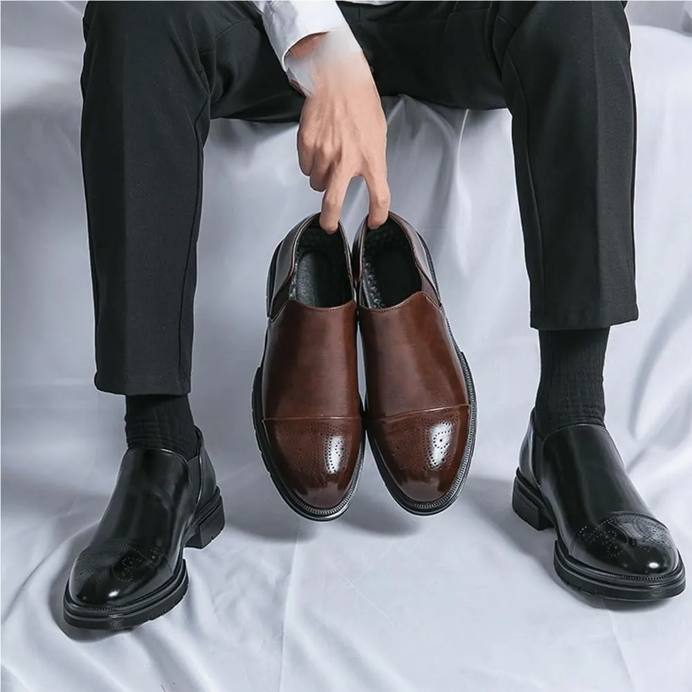 Mens Lace Up Dress Shoes Business Formal Oxfords British Groom Wedding Work Shoes Spring Autumn