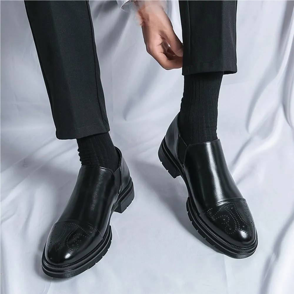 Mens Lace Up Dress Shoes Business Formal Oxfords British Groom Wedding Work Shoes Spring Autumn