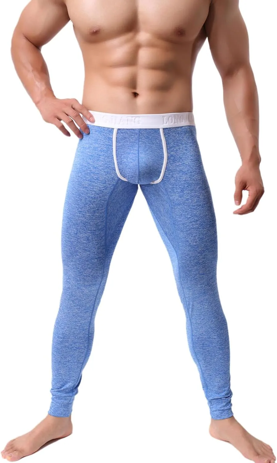 Men’s Low Rise Pouch Underwear Pants Long Johns Thermal Bottoms Leggings