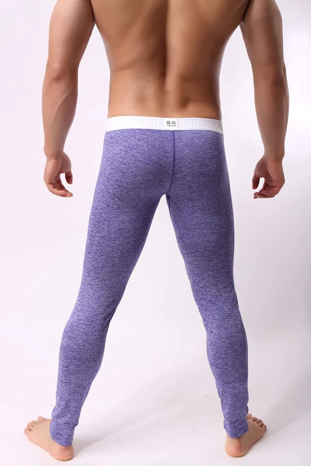 Men’s Low Rise Pouch Underwear Pants Long Johns Thermal Bottoms Leggings