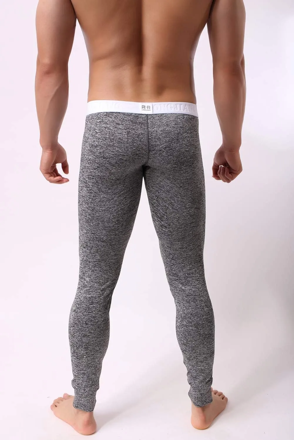 Men’s Low Rise Pouch Underwear Pants Long Johns Thermal Bottoms Leggings