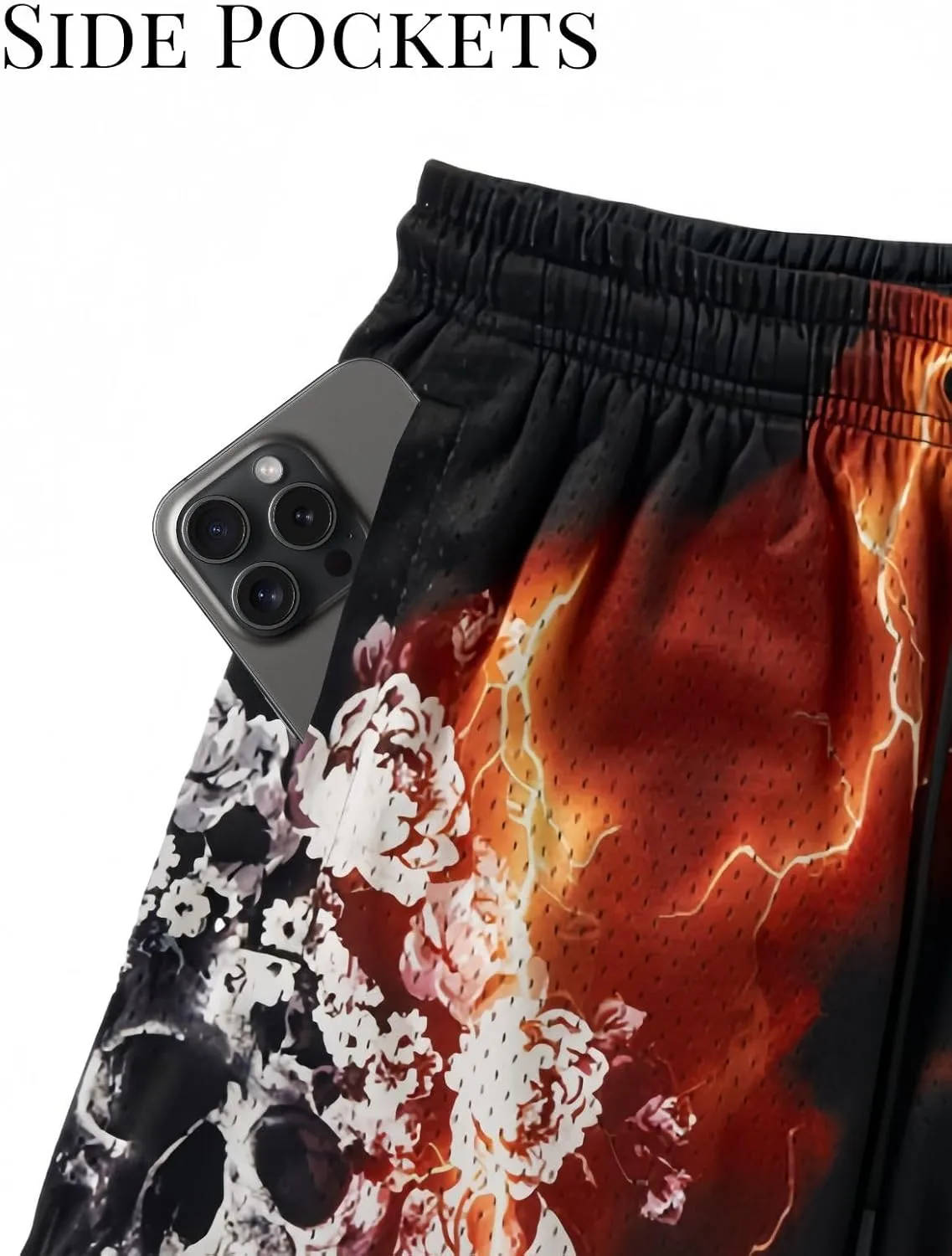 Mens Mesh Graphic Print Athletic Running Shorts Lightweight Quick-Dry Shorts for Basketball Gym Workout