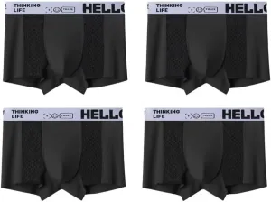 Men's Mesh Ice Silk Underwear Box Briefs Breathable Underwear Trunks Underpanties Multipacks