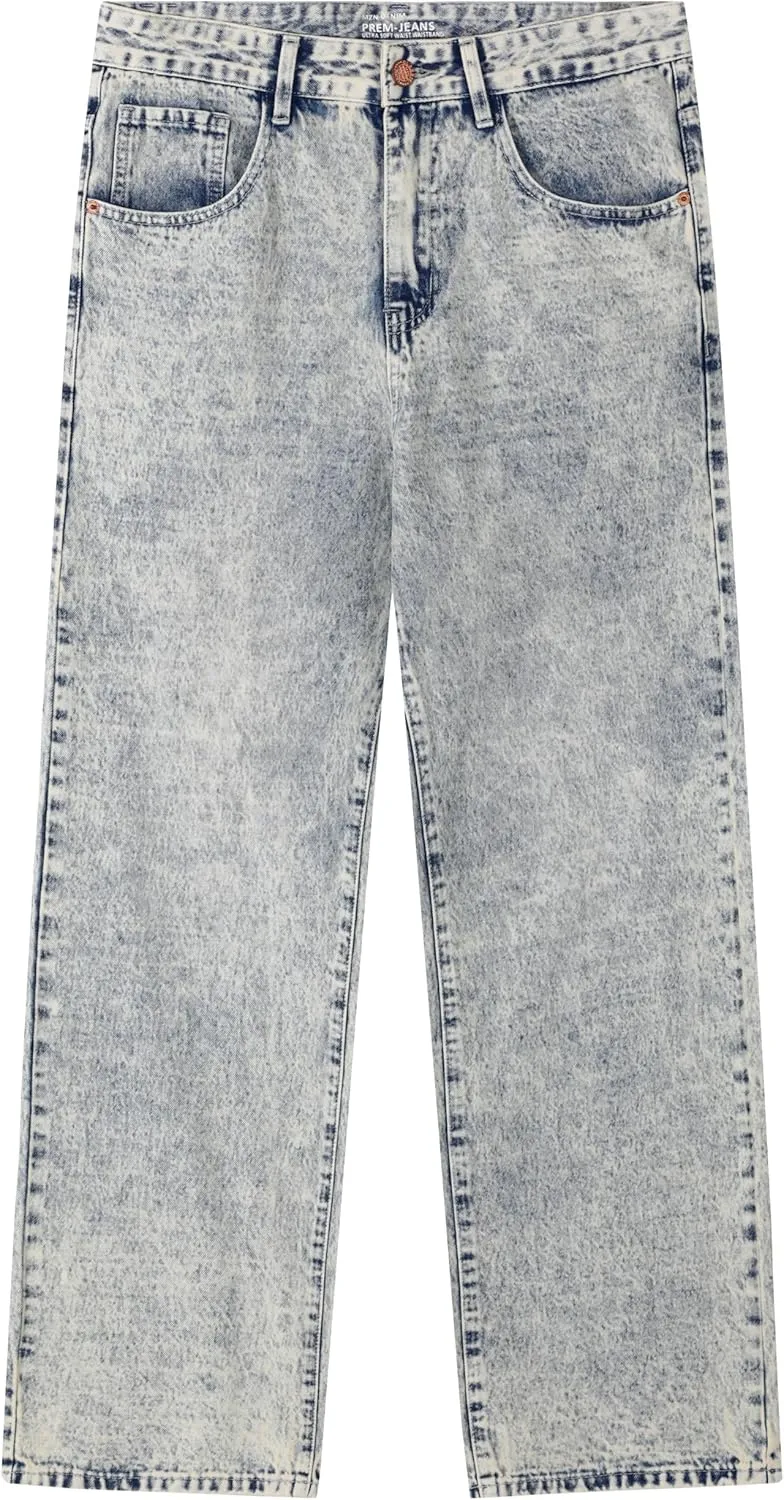 Men's Non-Stretch Loose Fit Wide-Leg Baggy Jeans Pants