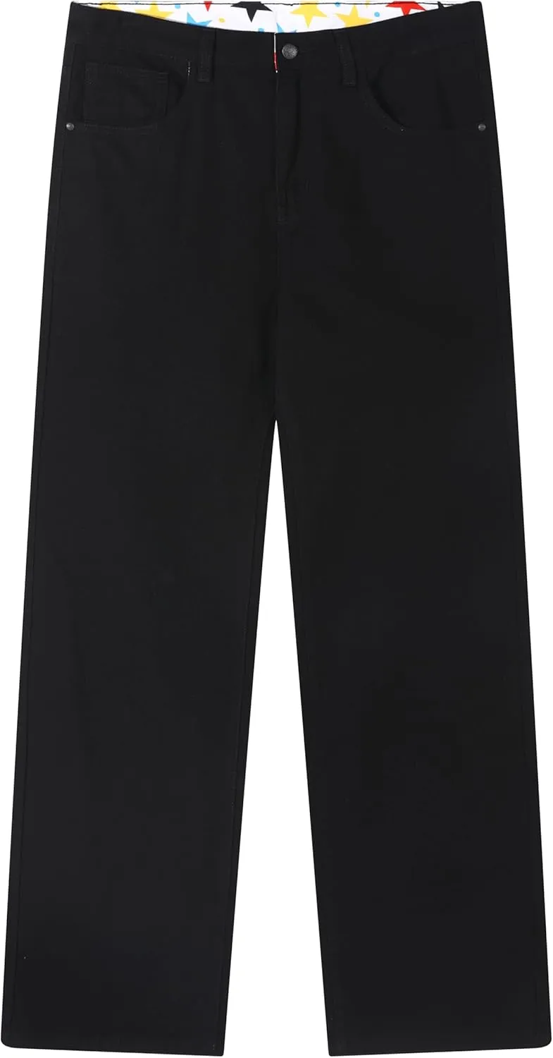 Men's Non-Stretch Loose Fit Wide-Leg Baggy Jeans Pants