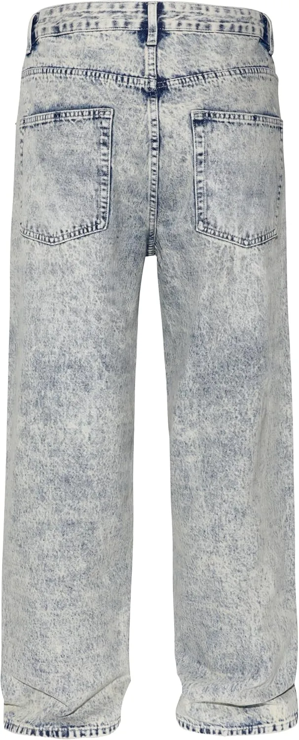 Men's Non-Stretch Loose Fit Wide-Leg Baggy Jeans Pants