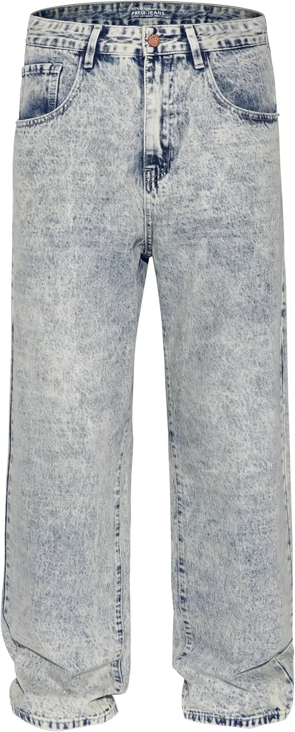 Men's Non-Stretch Loose Fit Wide-Leg Baggy Jeans Pants