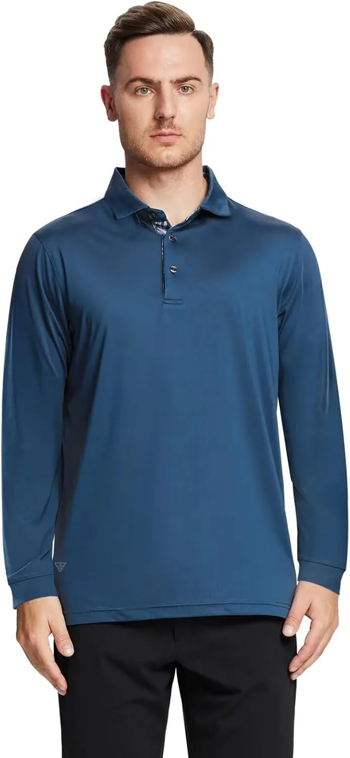 Mens Polo Shirts Short and Long Sleeve Casual Solid Stylish Dry Fit Performance Designed Collared Golf Polo Shirts for Men