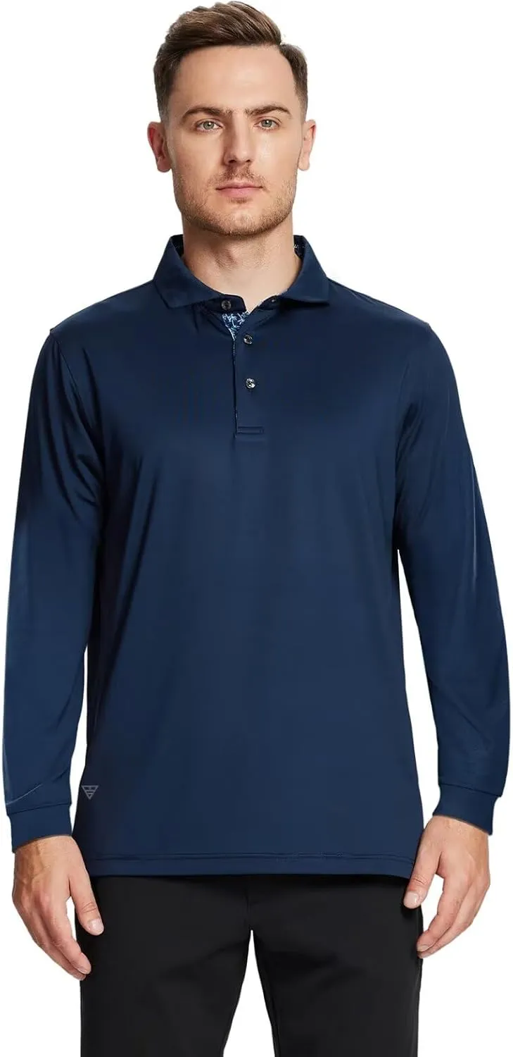 Mens Polo Shirts Short and Long Sleeve Casual Solid Stylish Dry Fit Performance Designed Collared Golf Polo Shirts for Men