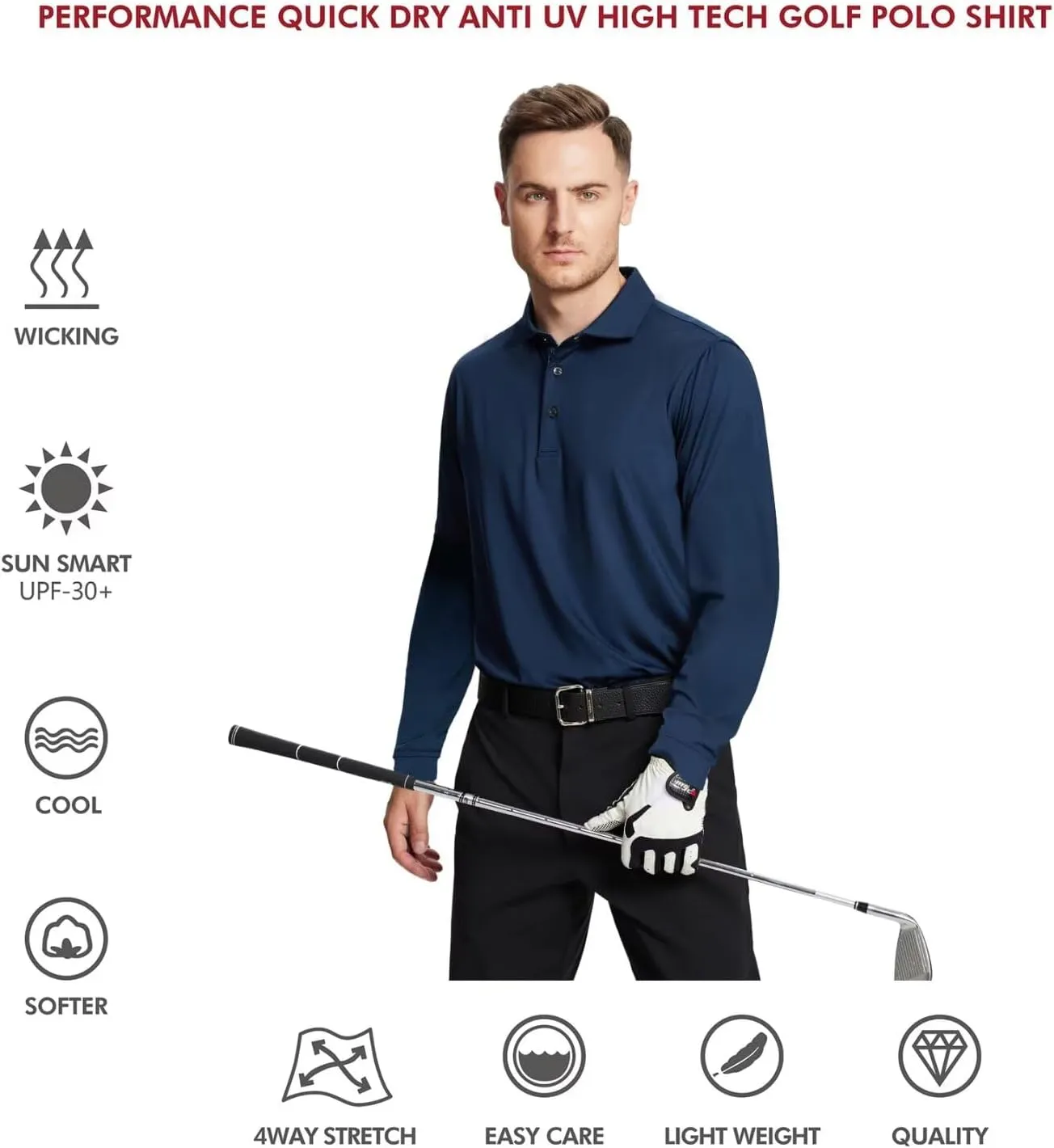 Mens Polo Shirts Short and Long Sleeve Casual Solid Stylish Dry Fit Performance Designed Collared Golf Polo Shirts for Men