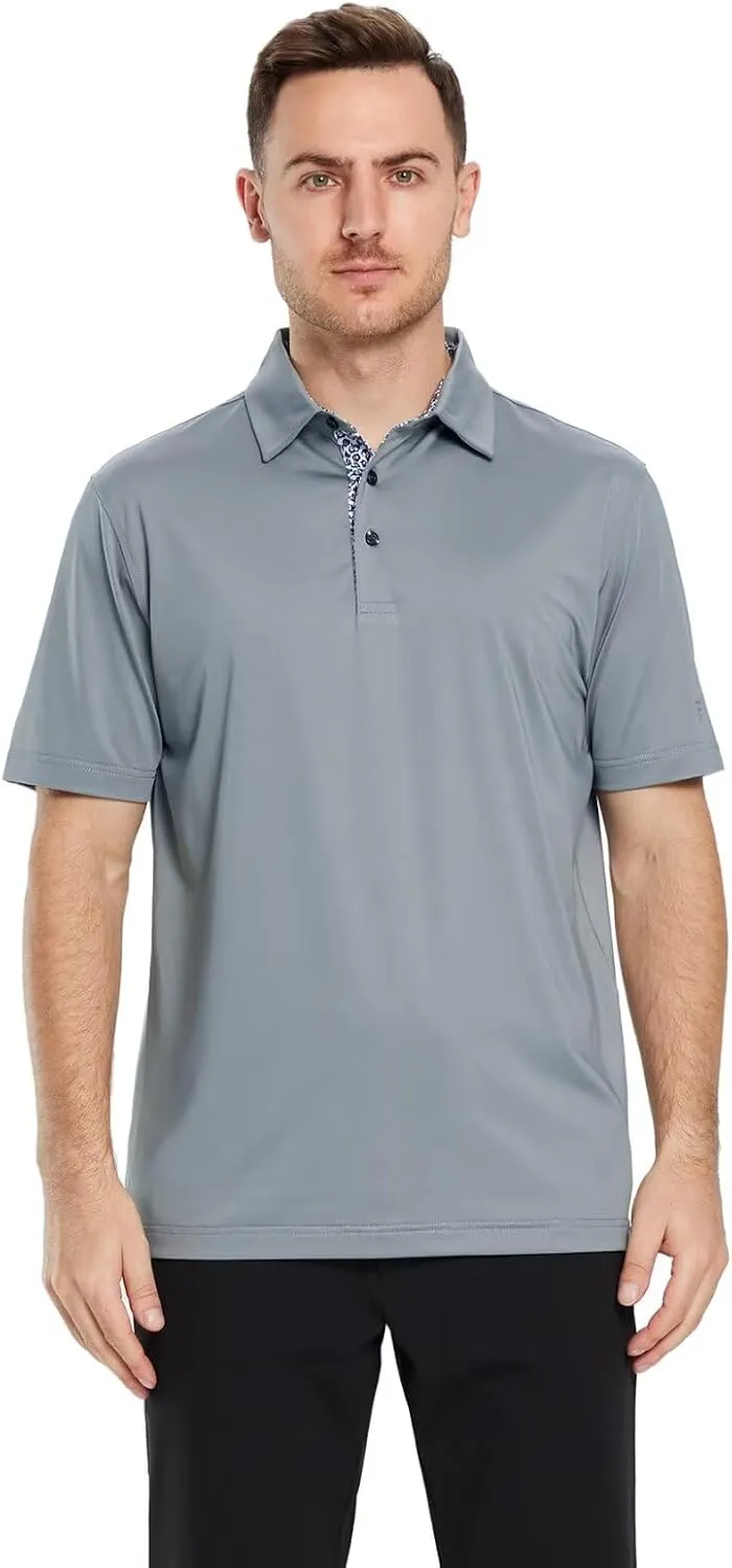 Mens Polo Shirts Short and Long Sleeve Casual Solid Stylish Dry Fit Performance Designed Collared Golf Polo Shirts for Men