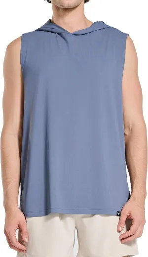 Men's Relaxed-Fit Sleeveless Gym Hoodies Workout Hooded Tank Tops