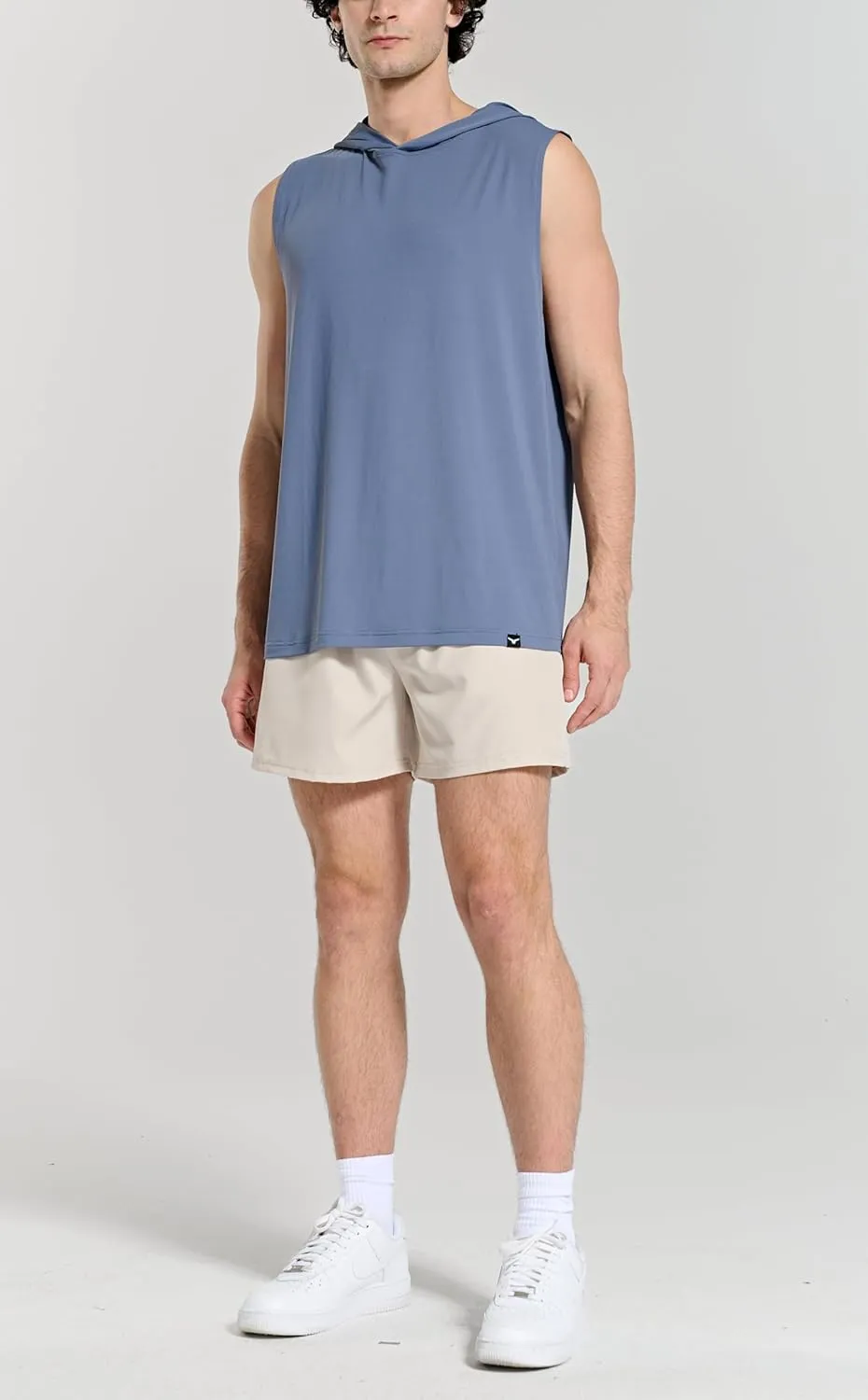 Men's Relaxed-Fit Sleeveless Gym Hoodies Workout Hooded Tank Tops