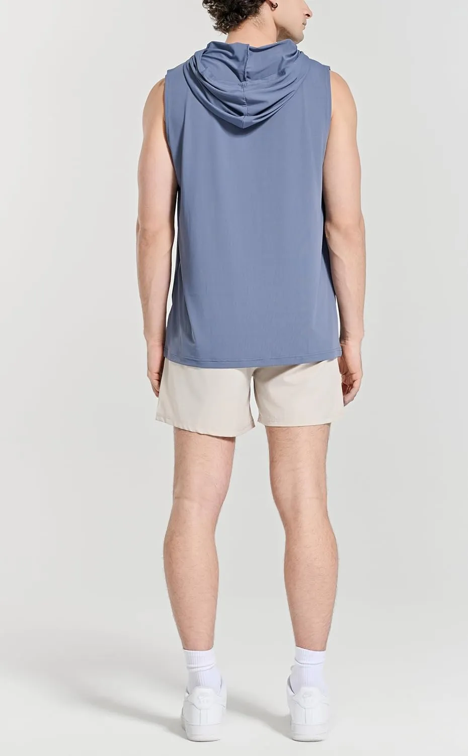 Men's Relaxed-Fit Sleeveless Gym Hoodies Workout Hooded Tank Tops