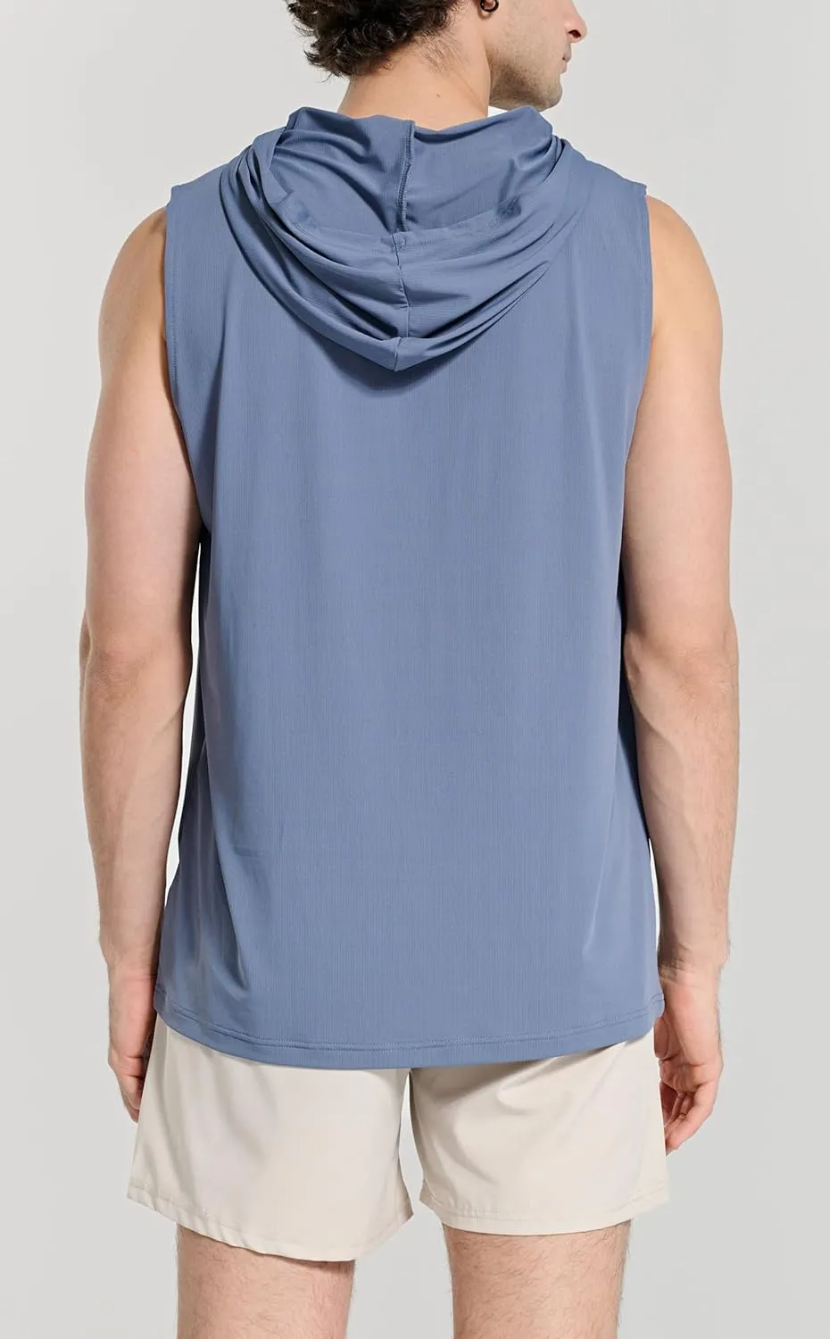 Men's Relaxed-Fit Sleeveless Gym Hoodies Workout Hooded Tank Tops