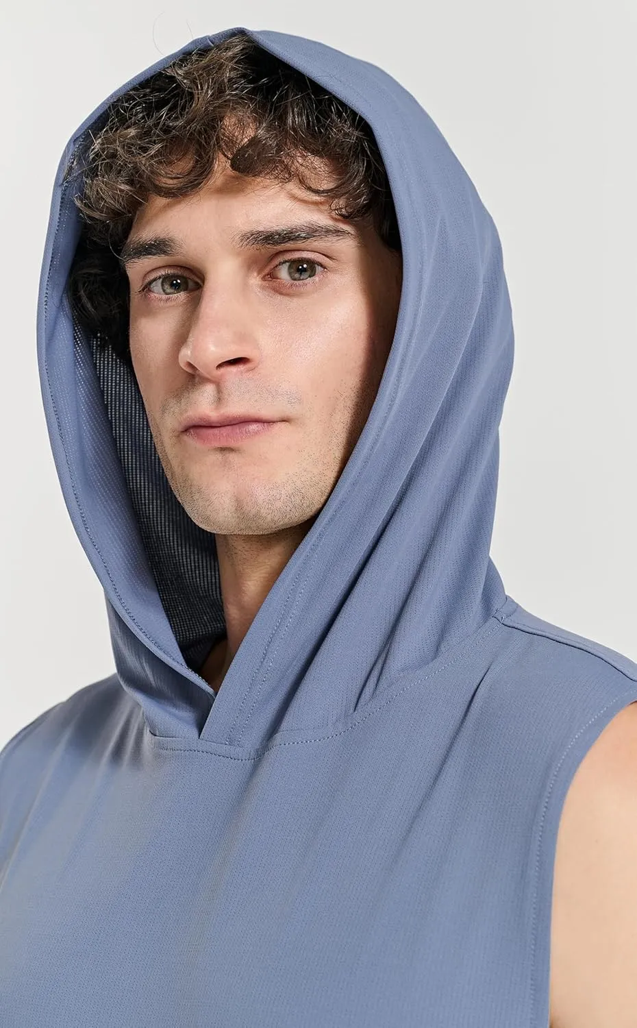Men's Relaxed-Fit Sleeveless Gym Hoodies Workout Hooded Tank Tops