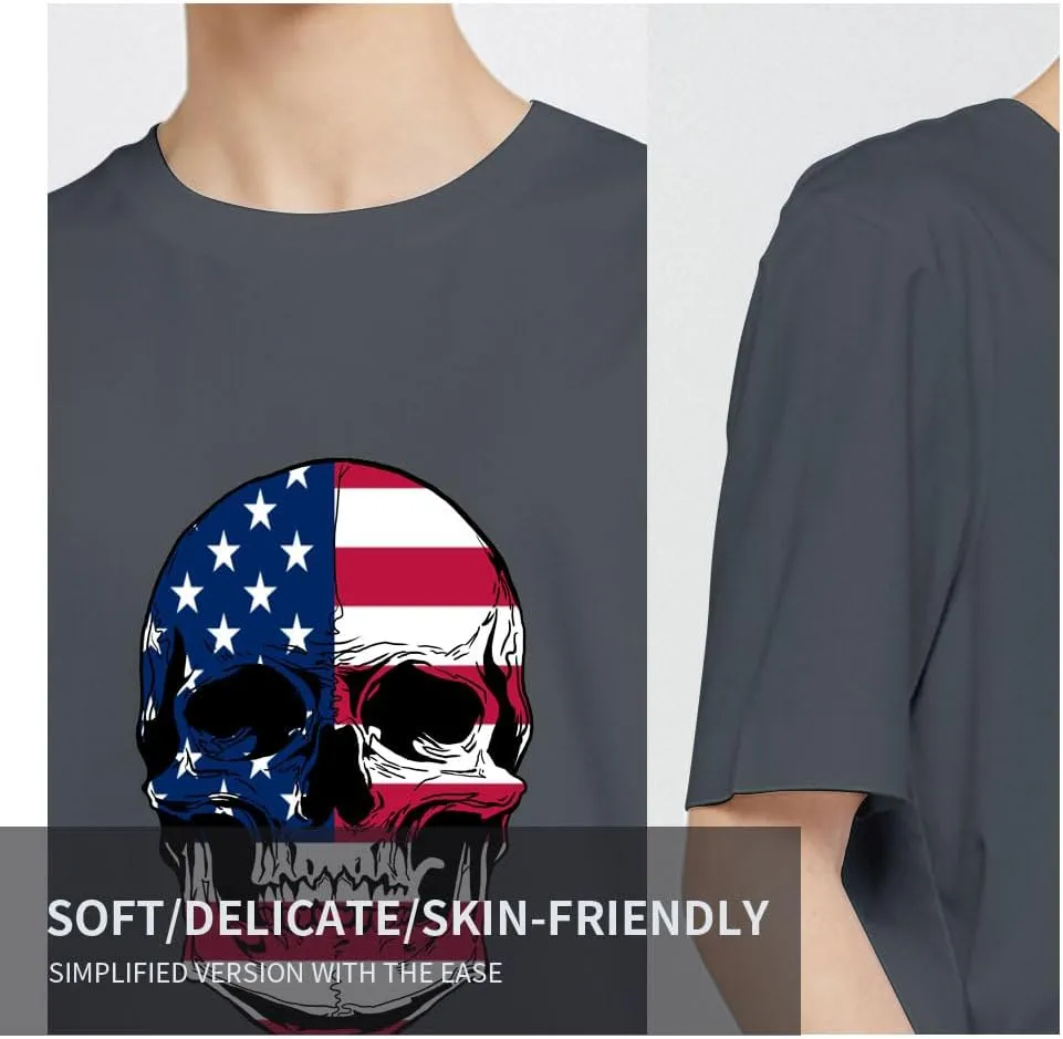 Men's Short T-Shirt, Astronaut and The Moon Graphic Cotton Tees for Men, Crewneck Tees Black