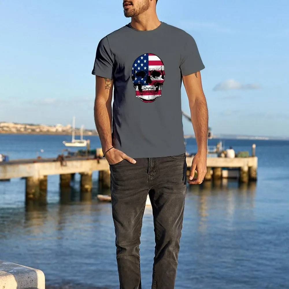 Men's Short T-Shirt, Astronaut and The Moon Graphic Cotton Tees for Men, Crewneck Tees Black