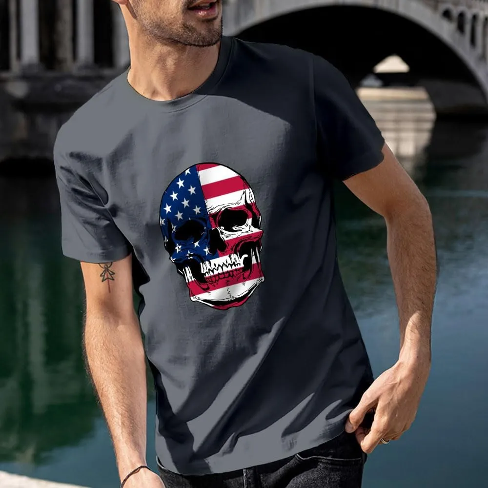 Men's Short T-Shirt, Astronaut and The Moon Graphic Cotton Tees for Men, Crewneck Tees Black