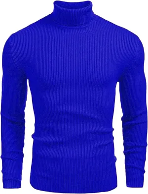 Mens Slim Fit Turtleneck Sweater Basic Long Sleeve Solid T-Shirt Thermal Casual Knitted Turtle Neck Pullover Sweater