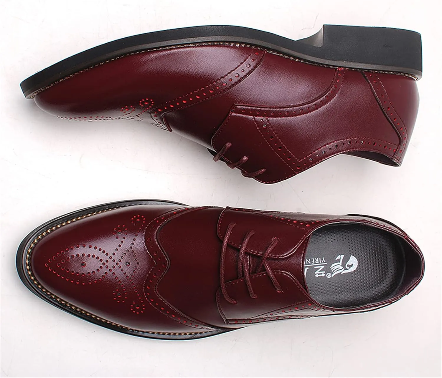 Men's Smart Pointed-Toe Dress Shoes Lace-up Formal Business Wedding Brogues