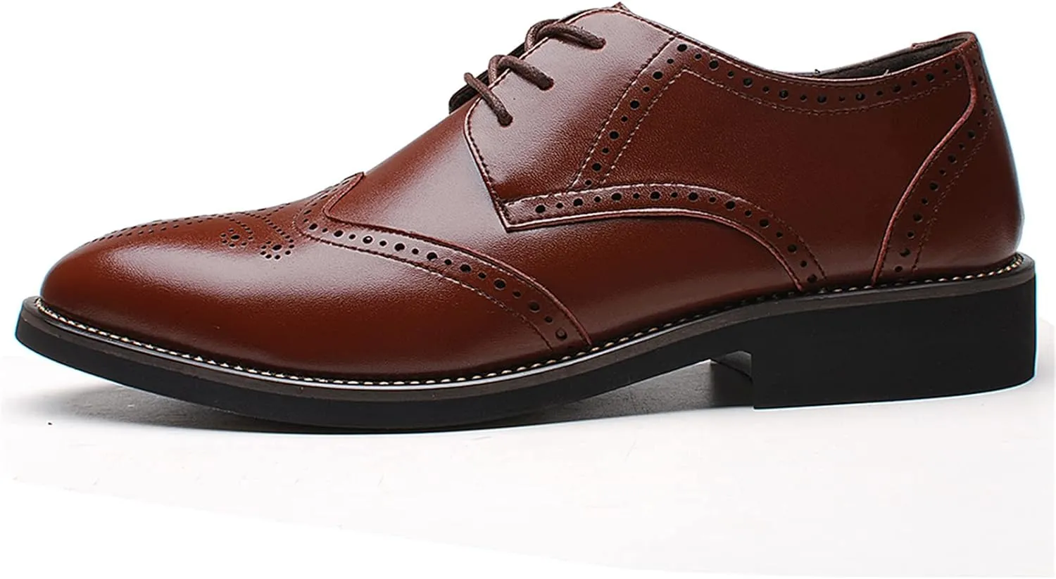 Men's Smart Pointed-Toe Dress Shoes Lace-up Formal Business Wedding Brogues