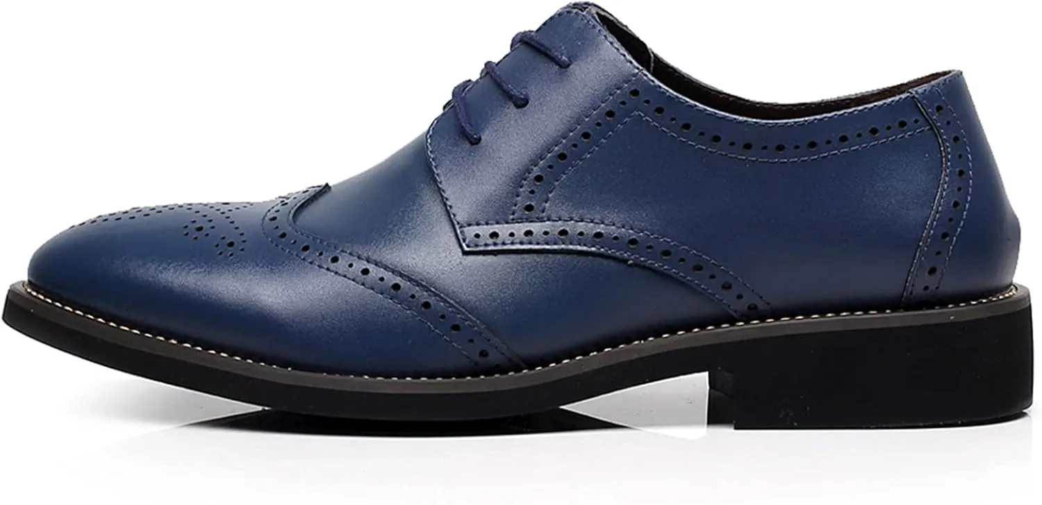 Men's Smart Pointed-Toe Dress Shoes Lace-up Formal Business Wedding Brogues