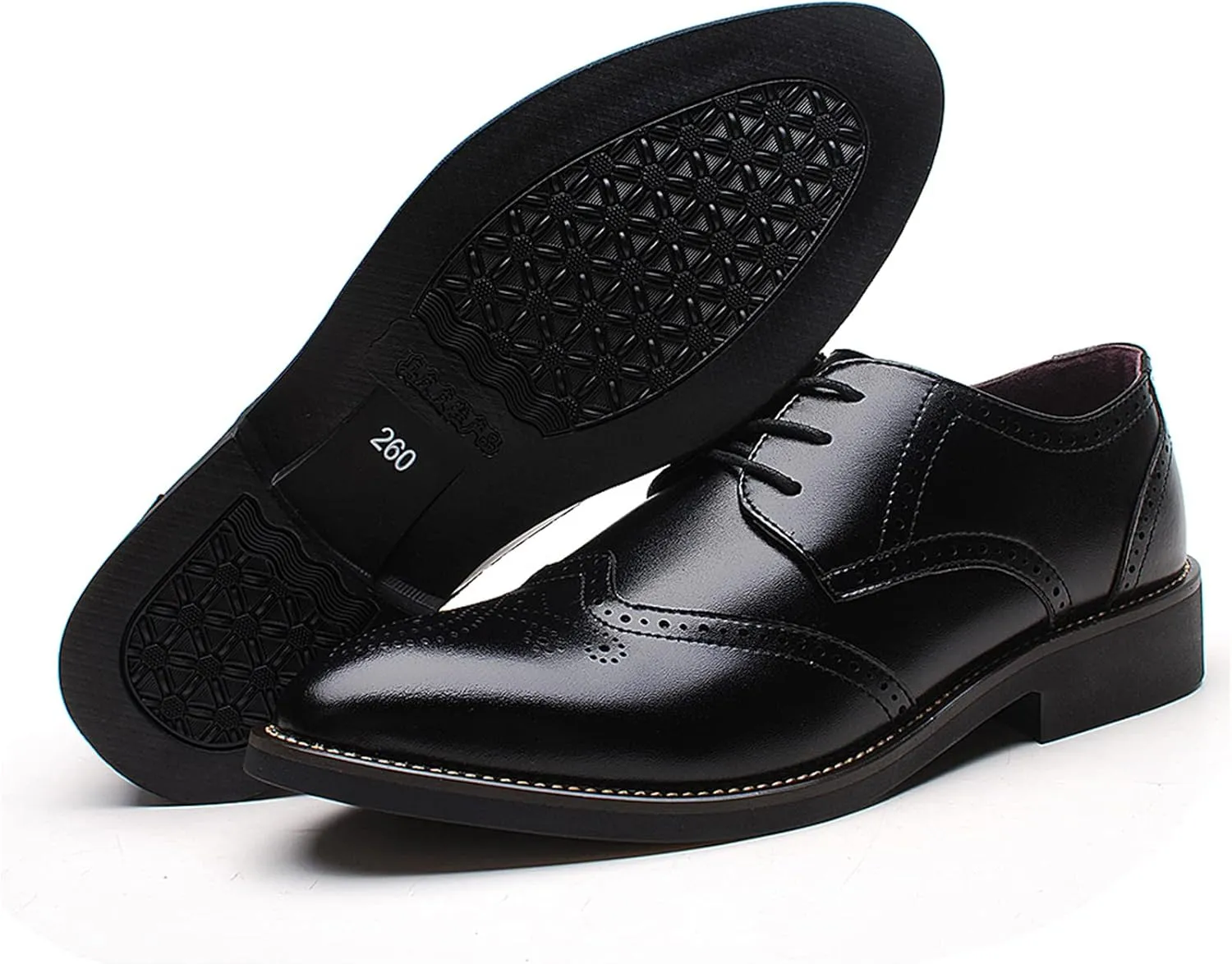 Men's Smart Pointed-Toe Dress Shoes Lace-up Formal Business Wedding Brogues