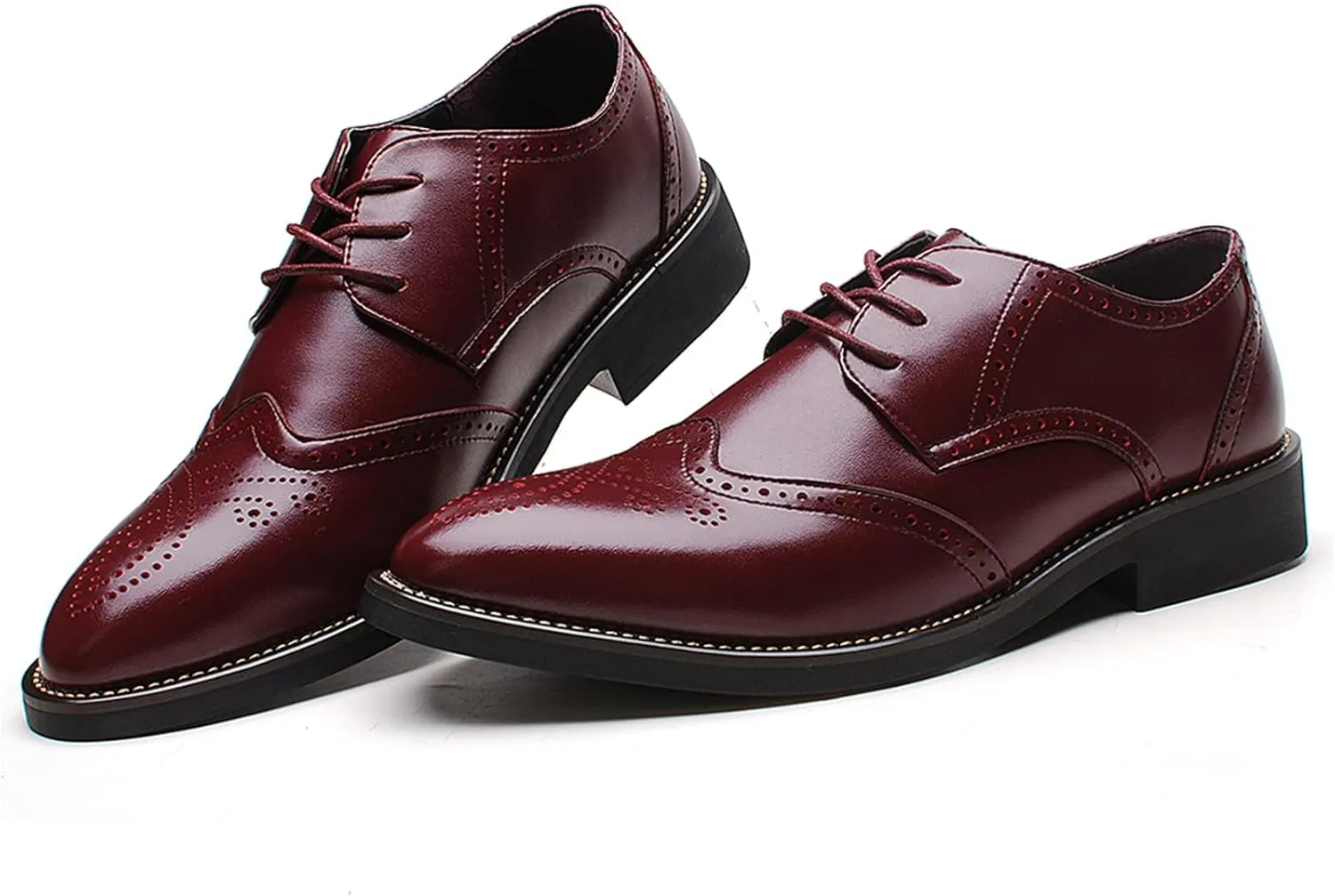 Men's Smart Pointed-Toe Dress Shoes Lace-up Formal Business Wedding Brogues