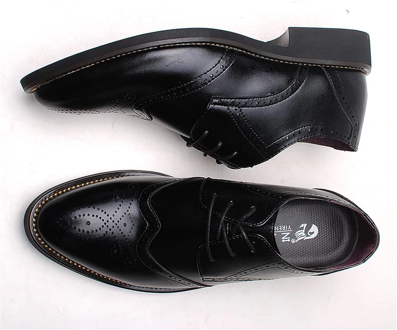 Men's Smart Pointed-Toe Dress Shoes Lace-up Formal Business Wedding Brogues