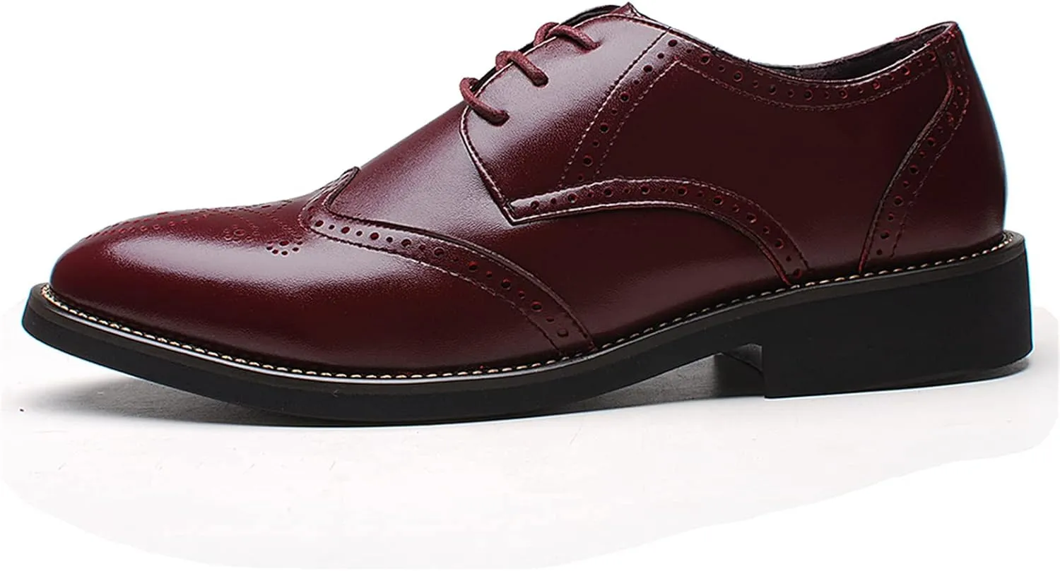 Men's Smart Pointed-Toe Dress Shoes Lace-up Formal Business Wedding Brogues