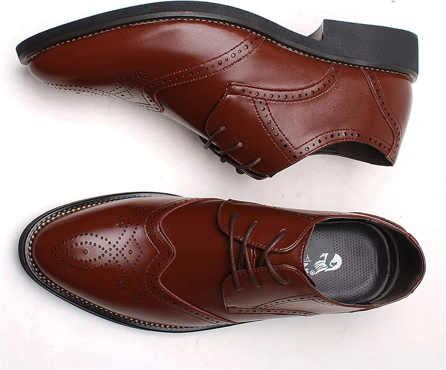 Men's Smart Pointed-Toe Dress Shoes Lace-up Formal Business Wedding Brogues