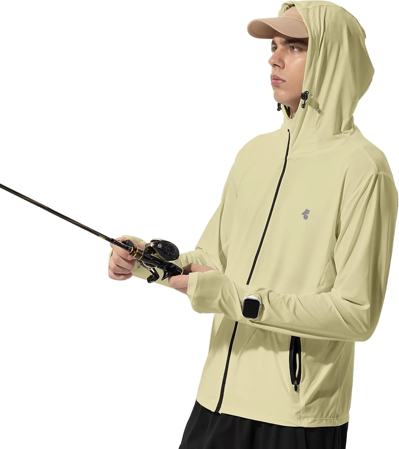 Mens Sun Jacket UPF 50  Hoodie Full Zip Uv Protection SPF Cooling Lightweight Thin Summer Athletic Track Jacket Thumb Holes