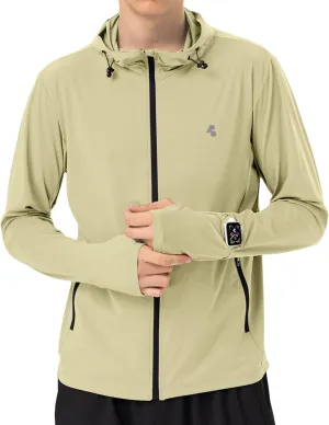 Mens Sun Jacket UPF 50  Hoodie Full Zip Uv Protection SPF Cooling Lightweight Thin Summer Athletic Track Jacket Thumb Holes