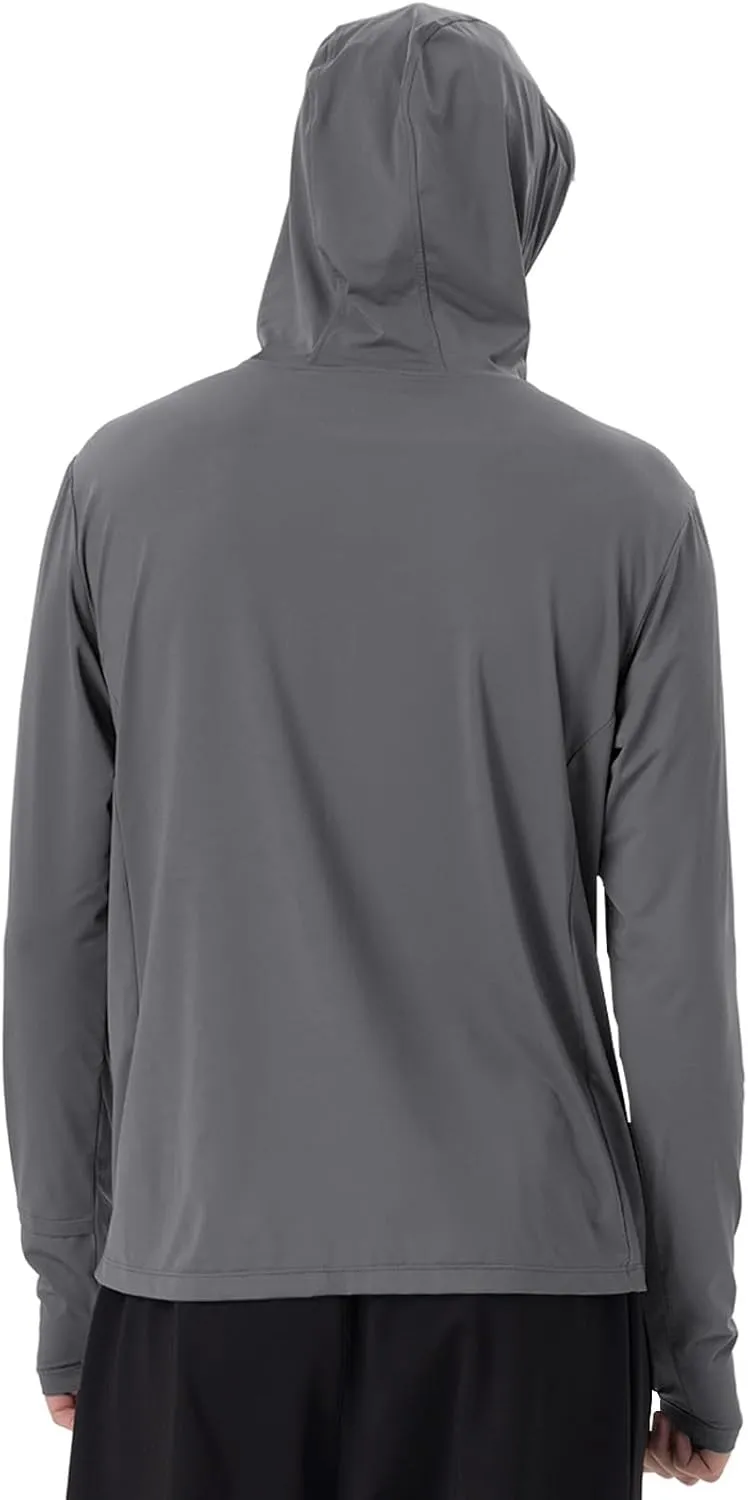 Mens Sun Jacket UPF 50  Hoodie Full Zip Uv Protection SPF Cooling Lightweight Thin Summer Athletic Track Jacket Thumb Holes