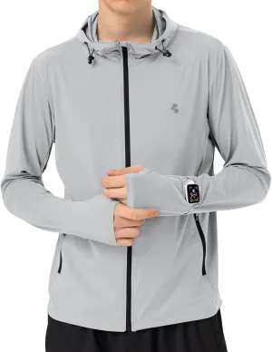 Mens Sun Jacket UPF 50  Hoodie Full Zip Uv Protection SPF Cooling Lightweight Thin Summer Athletic Track Jacket Thumb Holes