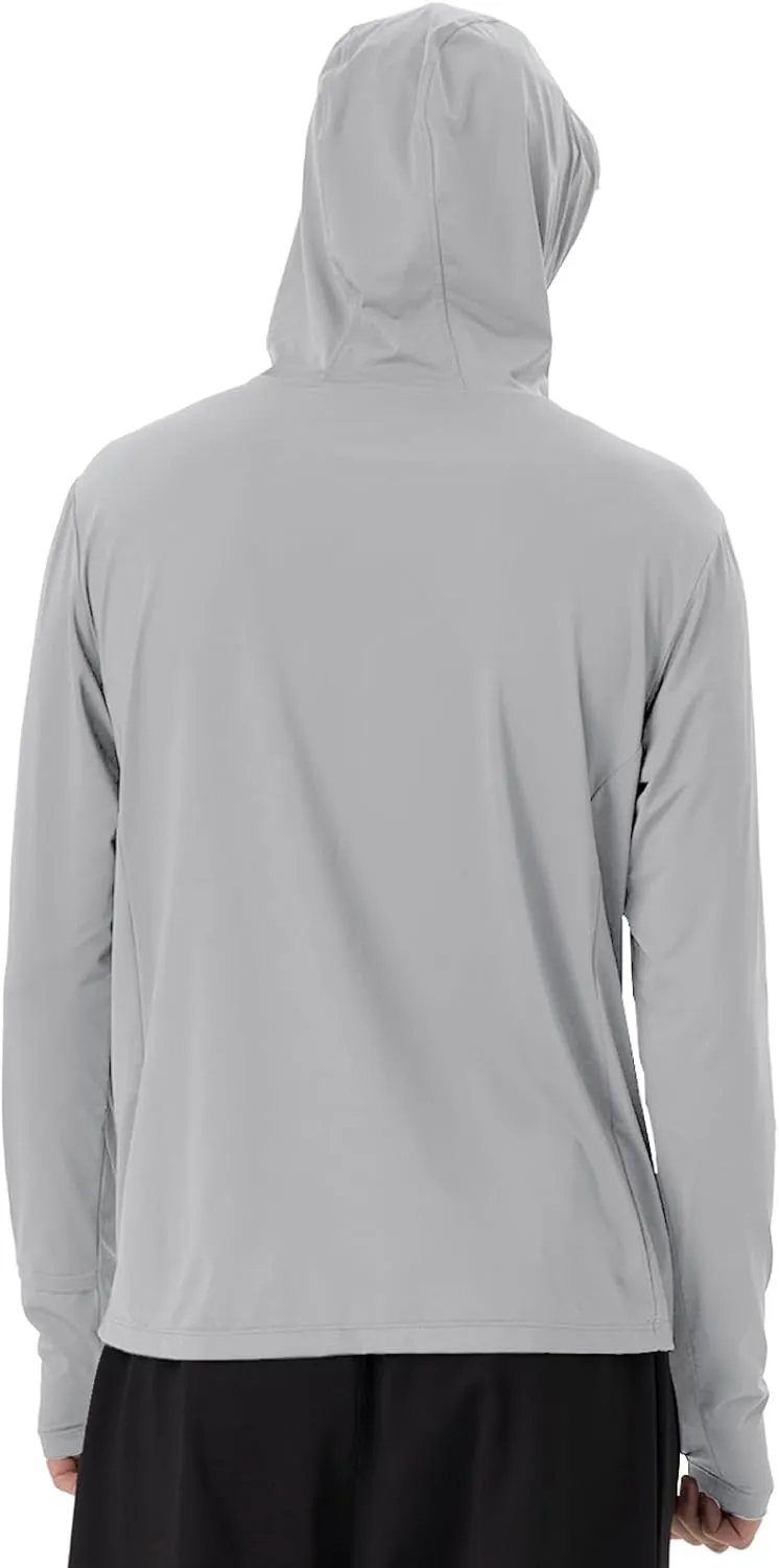 Mens Sun Jacket UPF 50  Hoodie Full Zip Uv Protection SPF Cooling Lightweight Thin Summer Athletic Track Jacket Thumb Holes