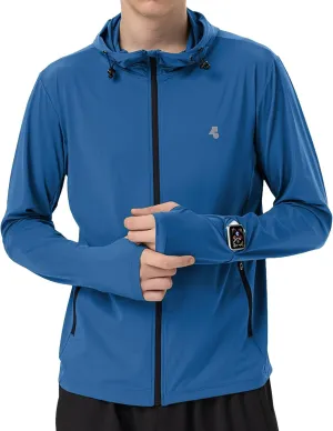 Mens Sun Jacket UPF 50  Hoodie Full Zip Uv Protection SPF Cooling Lightweight Thin Summer Athletic Track Jacket Thumb Holes