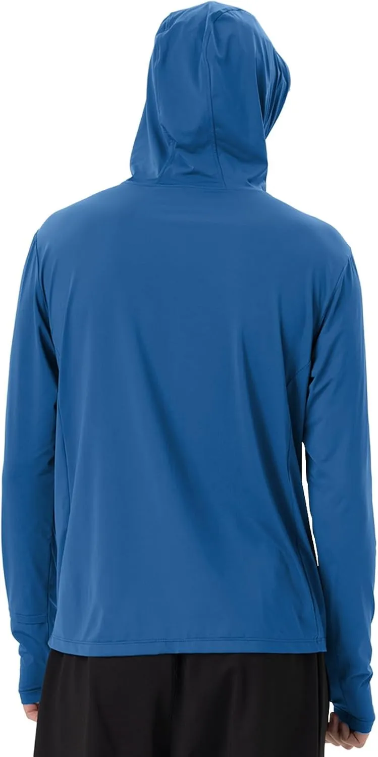 Mens Sun Jacket UPF 50  Hoodie Full Zip Uv Protection SPF Cooling Lightweight Thin Summer Athletic Track Jacket Thumb Holes