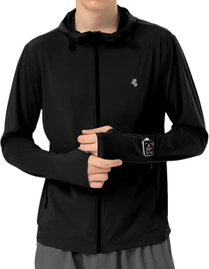 Mens Sun Jacket UPF 50  Hoodie Full Zip Uv Protection SPF Cooling Lightweight Thin Summer Athletic Track Jacket Thumb Holes