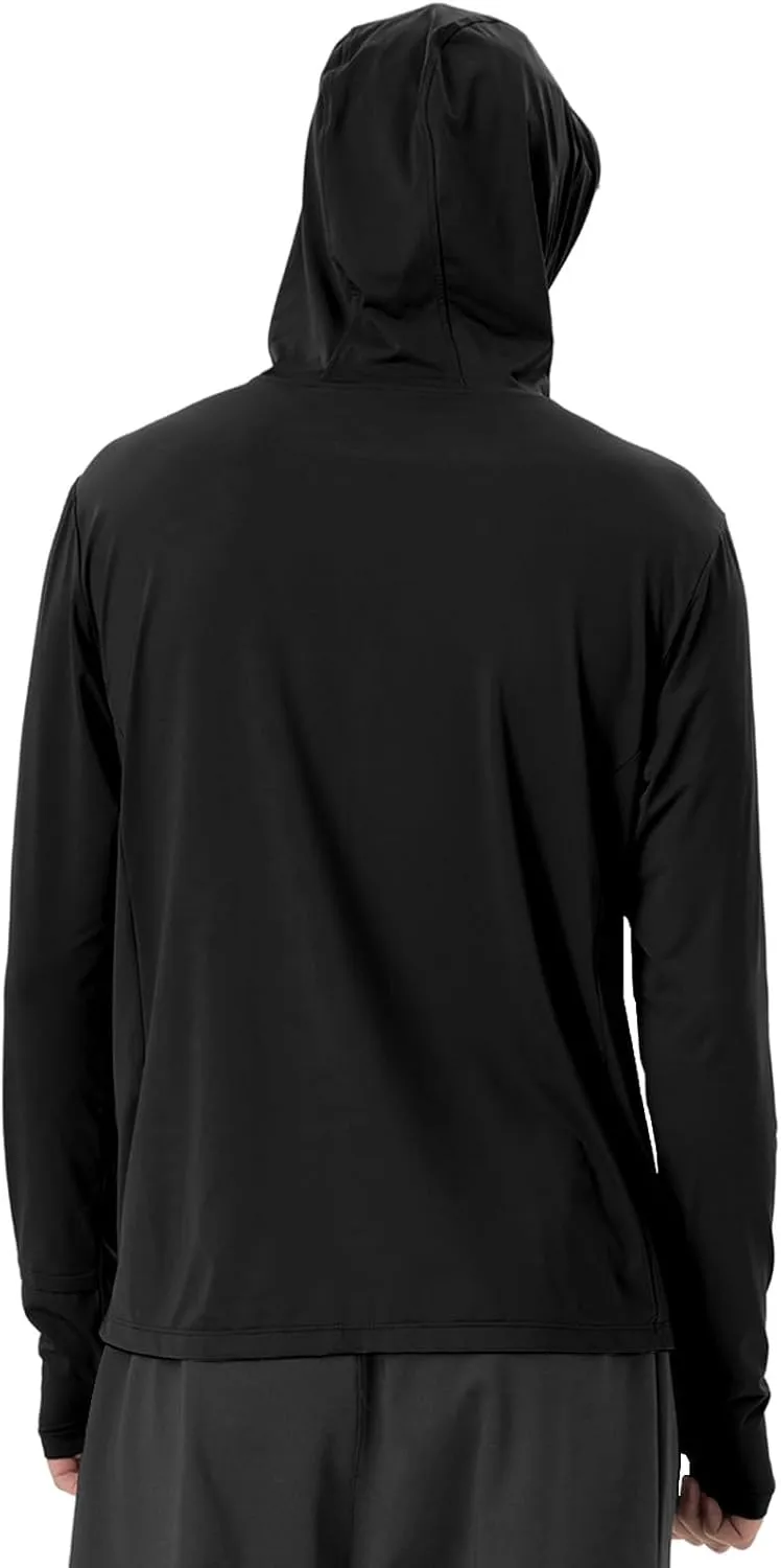 Mens Sun Jacket UPF 50  Hoodie Full Zip Uv Protection SPF Cooling Lightweight Thin Summer Athletic Track Jacket Thumb Holes