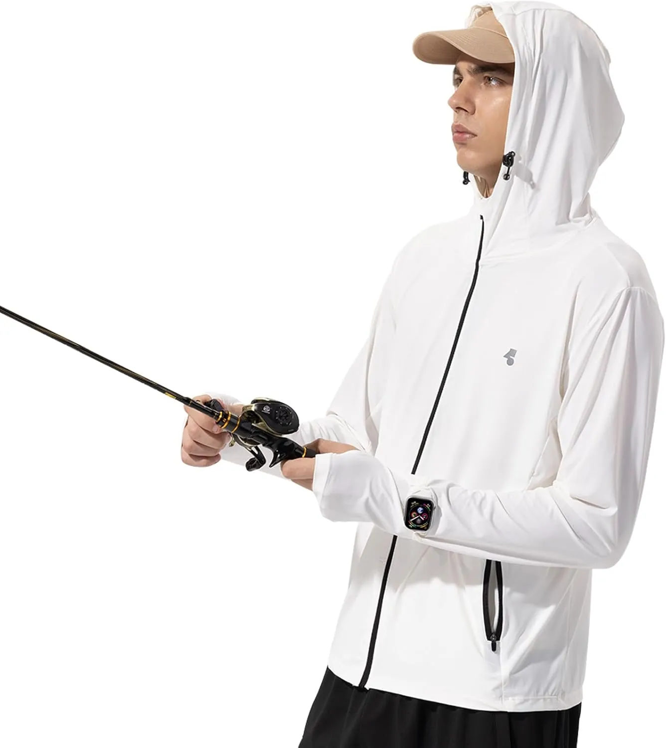 Mens Sun Jacket UPF 50  Hoodie Full Zip Uv Protection SPF Cooling Lightweight Thin Summer Athletic Track Jacket Thumb Holes