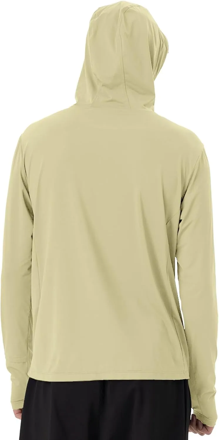 Mens Sun Jacket UPF 50  Hoodie Full Zip Uv Protection SPF Cooling Lightweight Thin Summer Athletic Track Jacket Thumb Holes