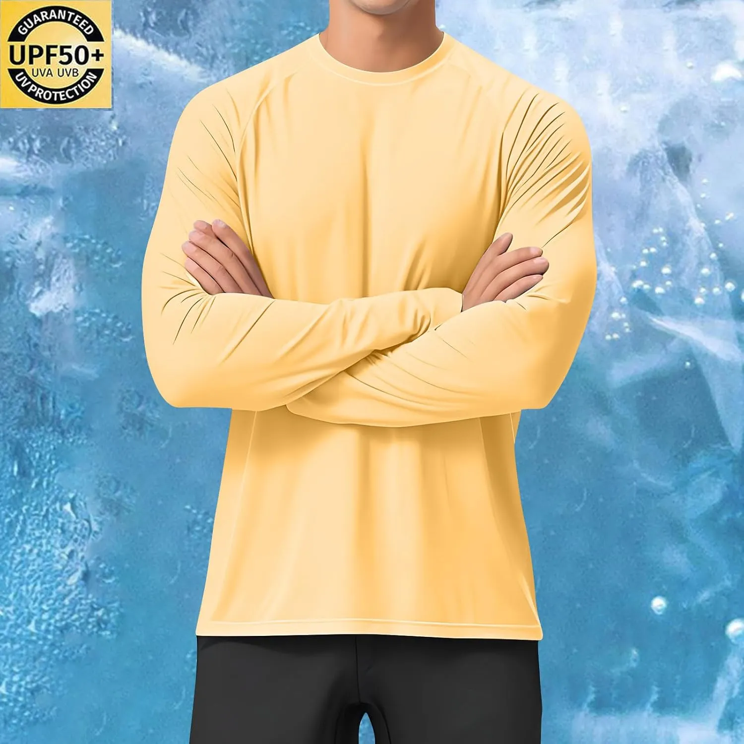 Mens Sun Shirts UV Protection Long Sleeve Beach Fishing Swimming Clothes Quick Dry UPF 50  SPF Rash Guard Outdoor Top