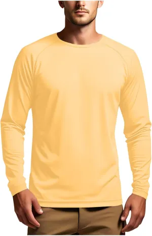 Mens Sun Shirts UV Protection Long Sleeve Beach Fishing Swimming Clothes Quick Dry UPF 50  SPF Rash Guard Outdoor Top