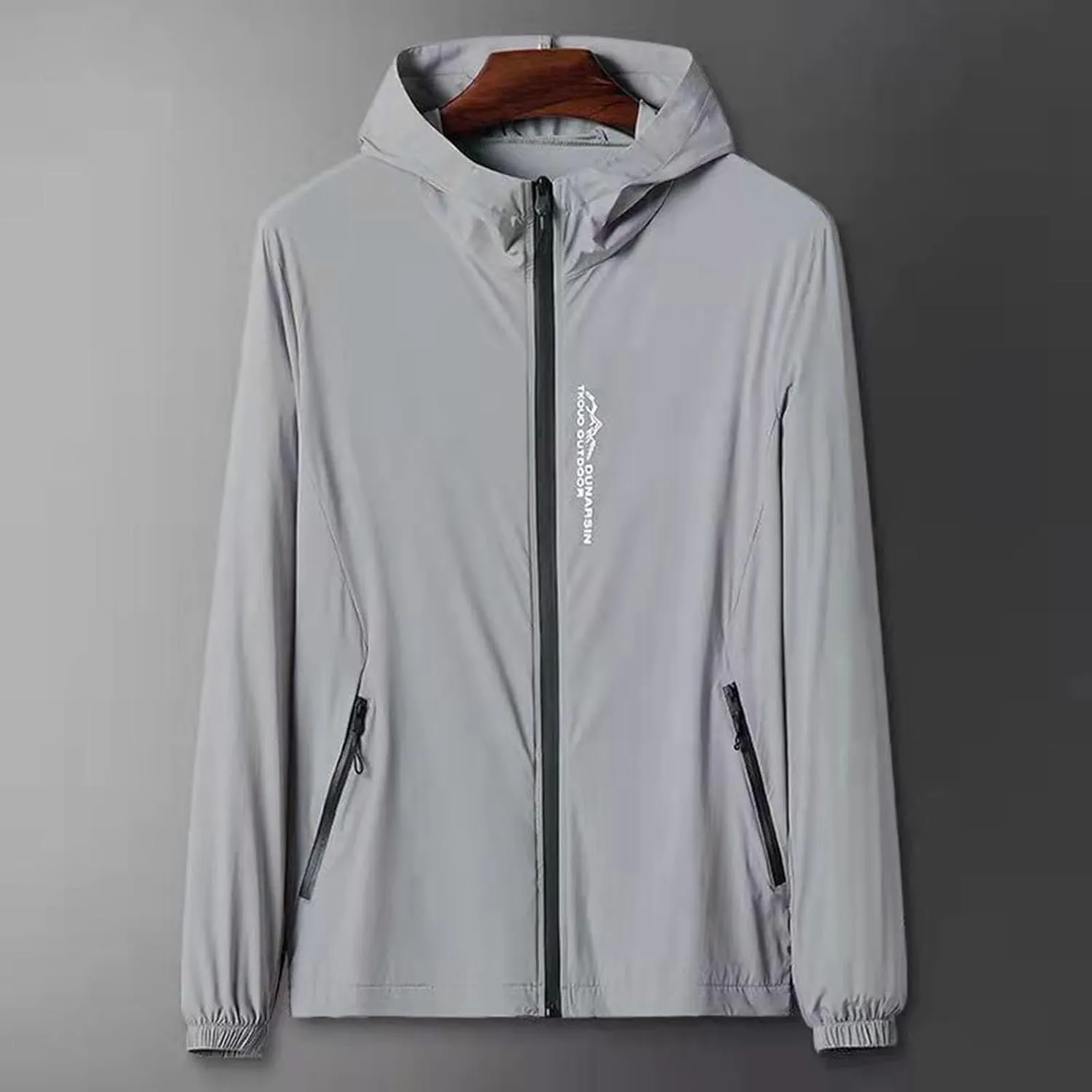 Mens Sun Shirts UV Protection Zipper Long Sleeve UPF 50  Hooded Outdoors Hiking Tops Rash Guard Swim Fishing Hoodies