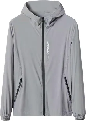 Mens Sun Shirts UV Protection Zipper Long Sleeve UPF 50  Hooded Outdoors Hiking Tops Rash Guard Swim Fishing Hoodies