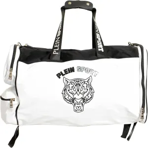 Men's White Logo Print Large Travel Gym Duffle Backpack Bag