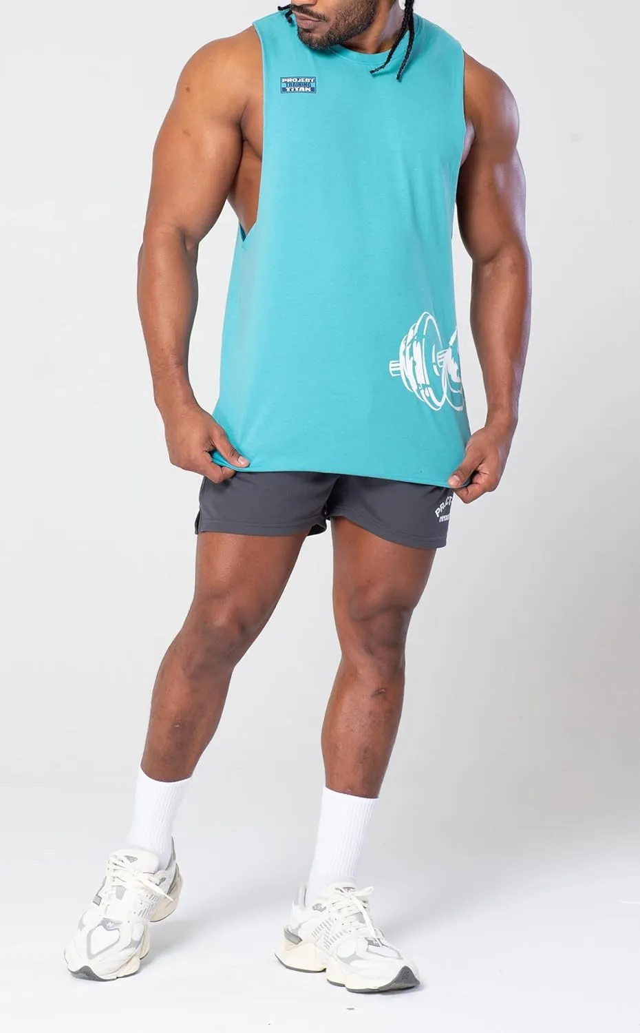Men's Workout Drop Arm Tank Top Cut Off Sleeveless Gym Shirts